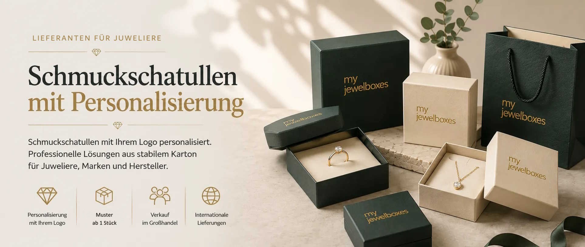Personalisierte Schmuckschachteln aus stabilem Karton mit Logodruck MyJewelBoxes